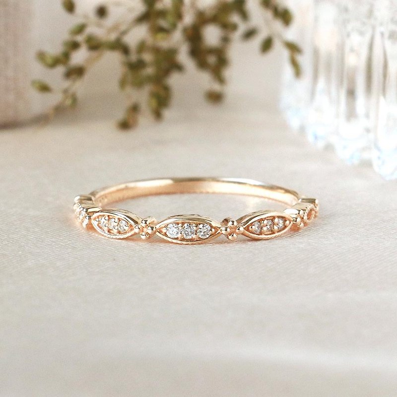 Visel  緞帶小花鑽石戒指 - 戒指 - 貴金屬 金色