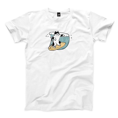 ViewFinder 衝浪貓 kuku - 白 - 中性版T恤