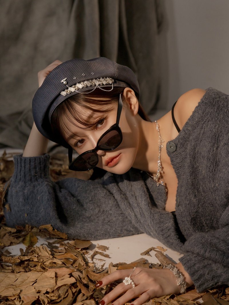 Jimmy the Model Student. MUCHAT Handmade Silver Sparrow Beaded Floral Beret - Hats & Caps - Polyester Multicolor