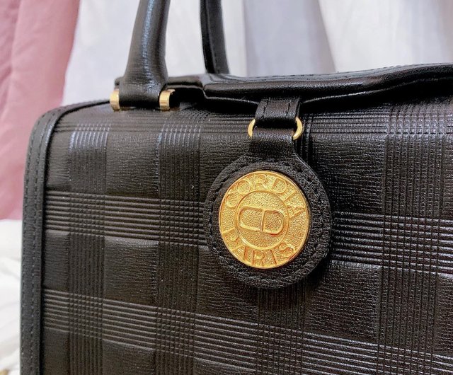 Old Bag Vintage] Cordia Paris Black Plaid Box Antique Bag丨