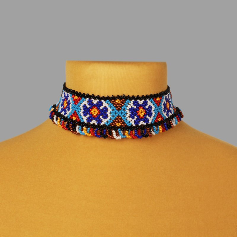 Beaded choker necklace for woman - 項鍊 - 玻璃 藍色