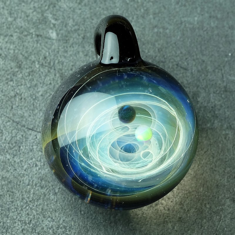Satellite Universe Planets Space Handmade Lampwork Glass Pendant - Necklaces - Glass Multicolor