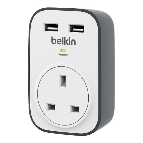 Belkin 香港經銷 SurgeCube 1位防雷保護器連2個2.4A USB共用充電端口(英標三腳插)