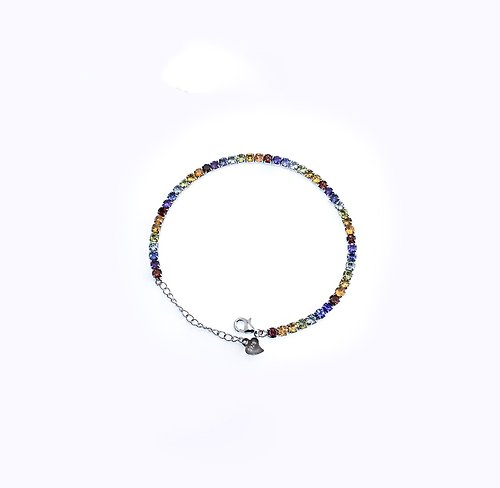 安的珠寶 AND Jewel AND 彩色寶石 圓形 3mm 手鍊 和諧系列 Rainbow 天然寶石