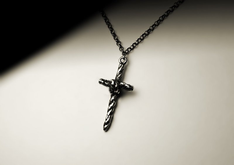 "Xiaobian rope cross necklace" - Necklaces - Other Metals Silver