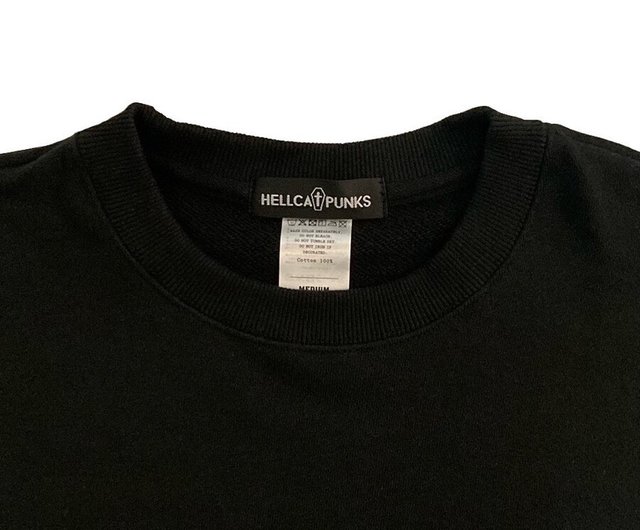 プルオーバー スウエット 長袖 レオパード チェック ブラック Mサイズ ユニセックス HELLCATPUNKS ヘルキャットパンクス ポケット付きプルオーバー ポケット付きプルオーバー/ブラック/レオパード/チェック