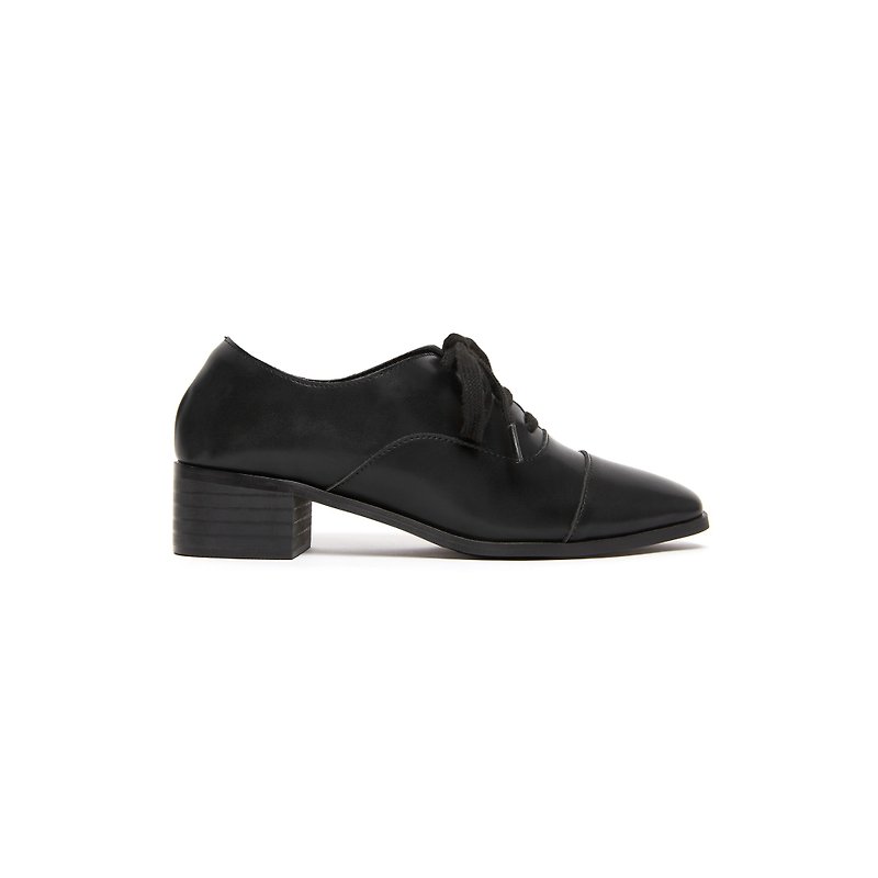 Hong Kong brand Kiff Laces Oxford strappy Oxford shoes black - รองเท้าอ็อกฟอร์ดผู้หญิง - วัสดุอีโค สีกากี