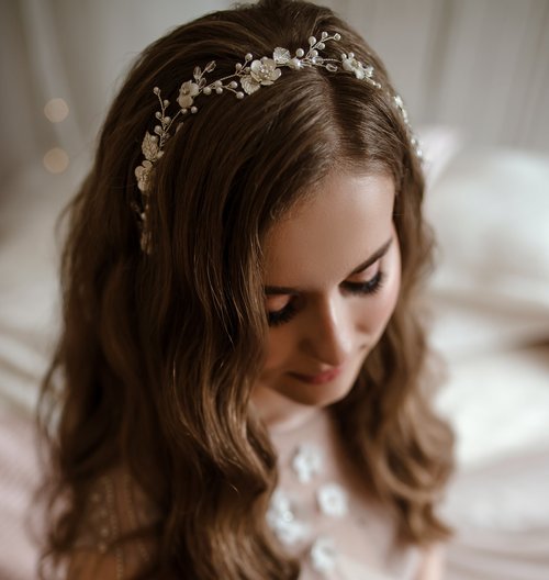 Si Wedding Accessories Bridal ivory hair piece pearl flower , bridal headband , wedding hair piece
