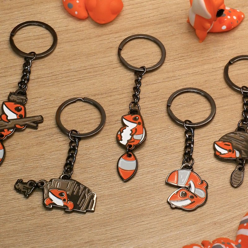 Cute Gecko Soft Enamel Keychain Badge Set - Orange (5pcs) - Badges & Pins - Other Metals Orange