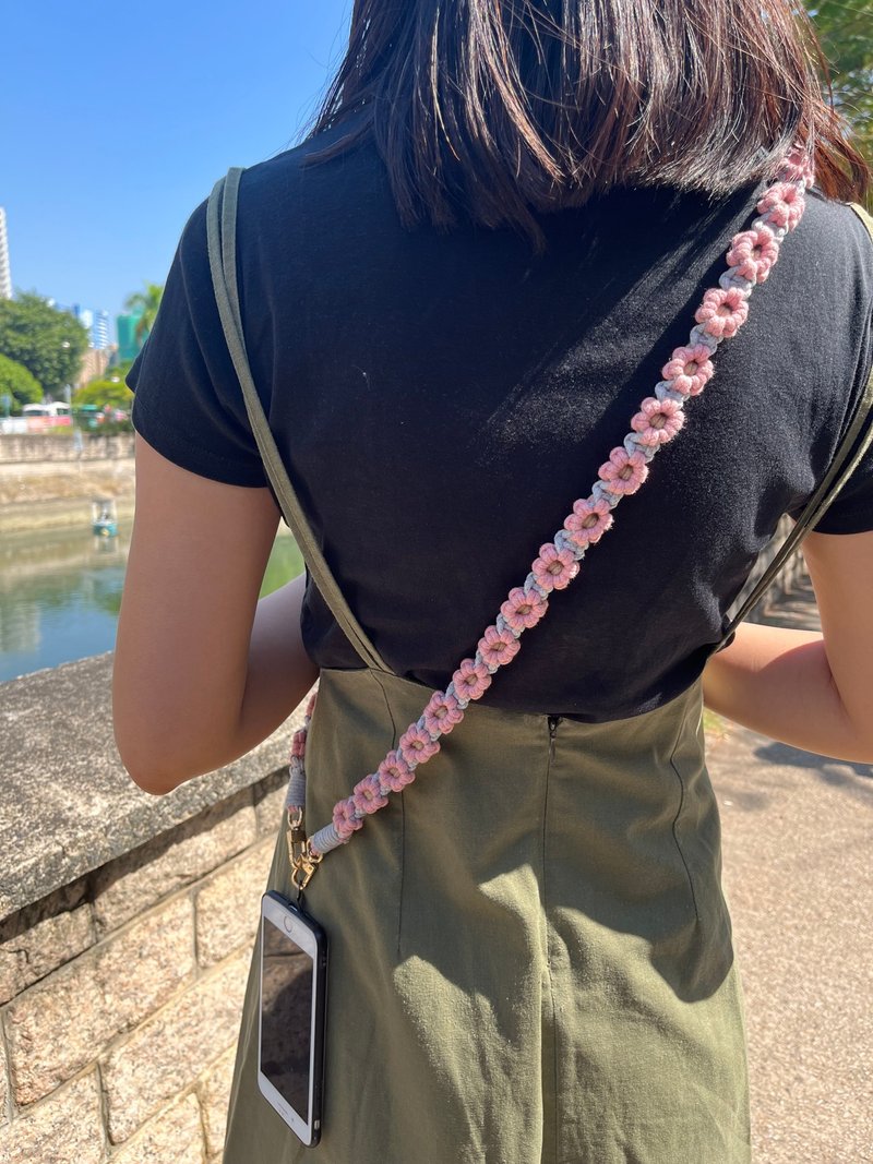 Macrame Flower Phone Strap 6 Petal Flower - Lanyards & Straps - Cotton & Hemp 