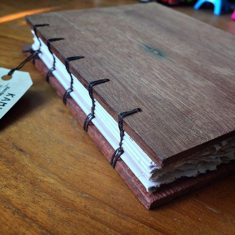 notebook handmadenotebook wood woodcover diary - Notebooks & Journals - Paper Brown