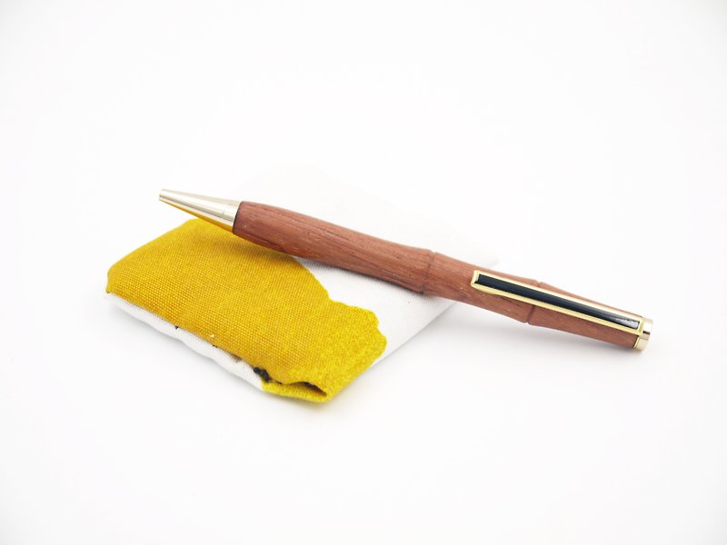 Submerged teak woody wood pen bamboo single tube gold pen hand pen pencil case, leather case - Ballpoint & Gel Pens - Paper Red
