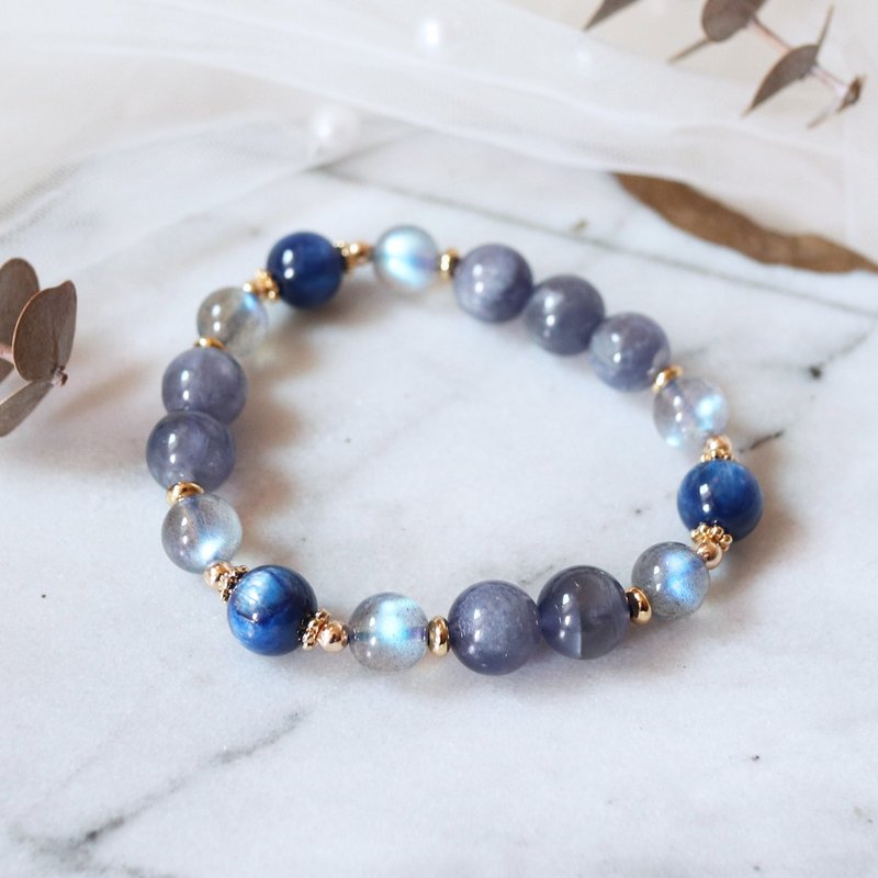 One series of natural stone labradorite cordierite Stone bracelet / trick peach Lucky / - สร้อยข้อมือ - เครื่องเพชรพลอย สีม่วง