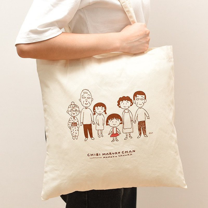 Chibi Maruko Maruko Cotton Tote Bag Natural Tote Bag Side Backpack Eco Shopping Bag - กระเป๋าถือ - ผ้าฝ้าย/ผ้าลินิน 