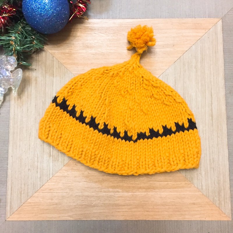 Children's Handmade Caps _ Charlie Brown's Hat - หมวก - ขนแกะ สีส้ม