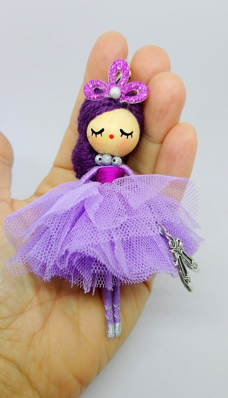 Ballerina  Doll necklace - 項鍊 - 其他金屬 紫色