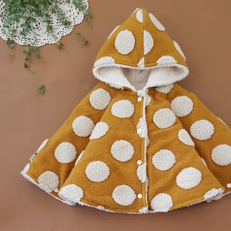 Korean three-dimensional plush mustard thick thick warm double-sided cloak - Coats - Cotton & Hemp Yellow