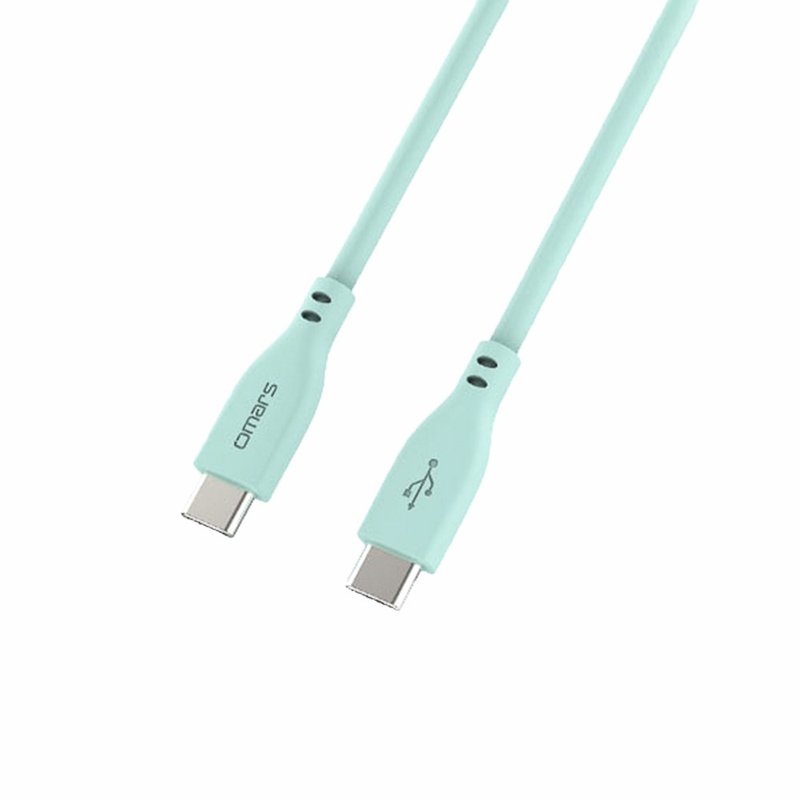 omars 炫彩快速傳輸充電線PD60W Type-C to Type-C-1M:湖水綠 - 行動電源/充電線 - 矽膠 綠色