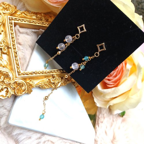 Camellia Adornments 【紫鋰輝 06】天然水晶耳環 DIY耳環設計款 - 客製化禮物