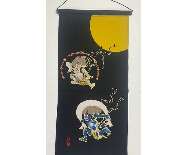 木綿掛け軸 ～風神雷神～ - ショップ コリコ雑貨屋 ポスター・絵