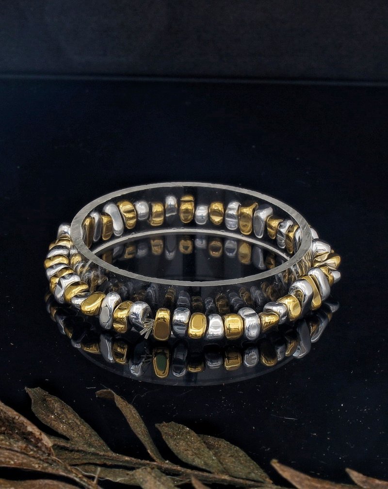 Christmas Gift 1 set 3 pcs of Irregular 2 tones Plated Hematite Bracelet - สร้อยข้อมือ - หิน 