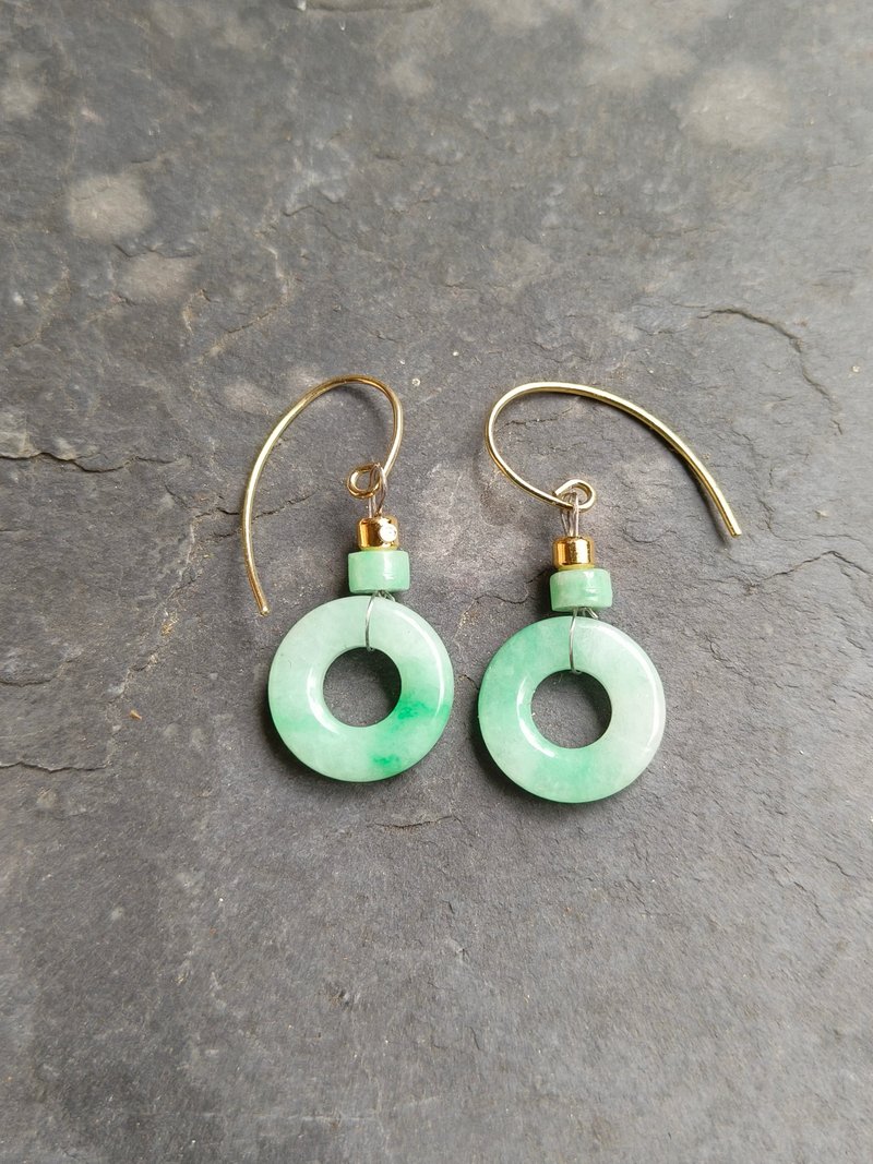 Myanmar Ice Green Donut Earrings 2410708 - สร้อยคอ - เครื่องเพชรพลอย สีเขียว