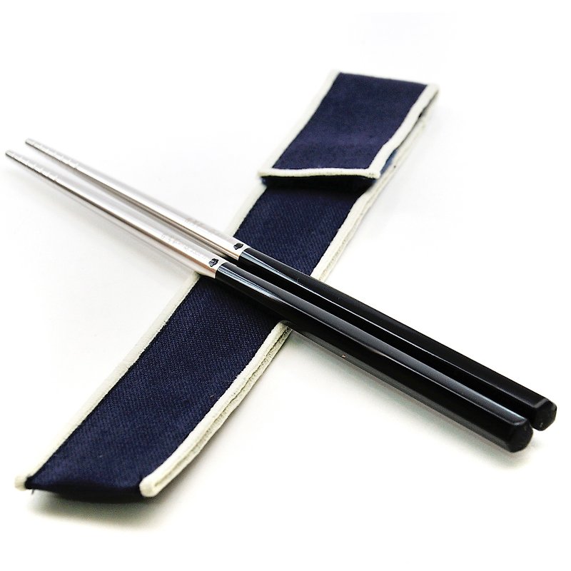 台灣第一筷-墨藍單筷筷套組-大筷組 - 筷子/筷子架 - 紙 黑色