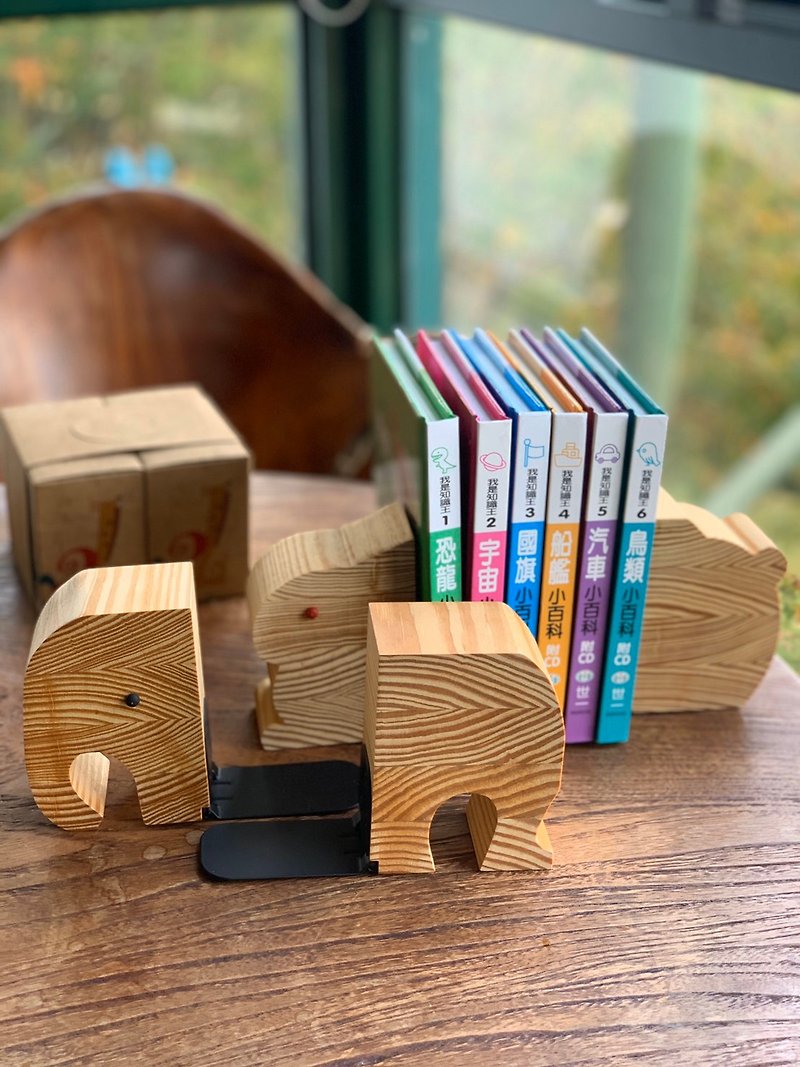【BESTAR】Pine wood animal model bookend set - ชั้นวางหนังสือ - ไม้ สีเหลือง