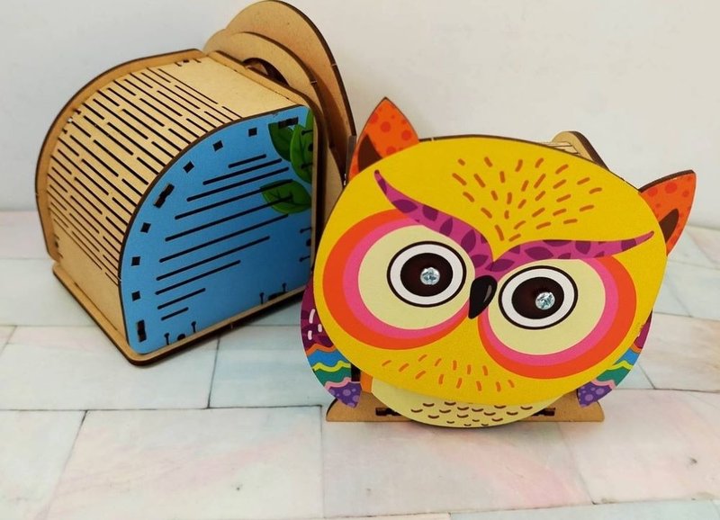 DIY貓頭鷹造型音樂盒 - 擺飾/家飾品 - 其他材質 多色