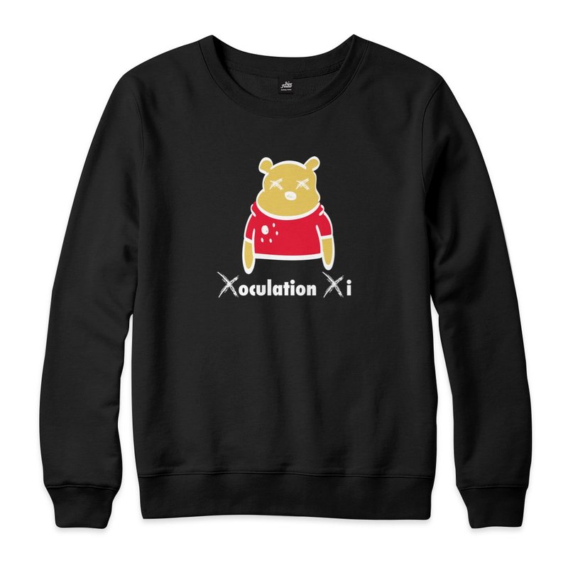 XX 熊 : XX 你的眼睛 - 黑 - 中性版大學T - 男 T 恤 - 棉．麻 黑色
