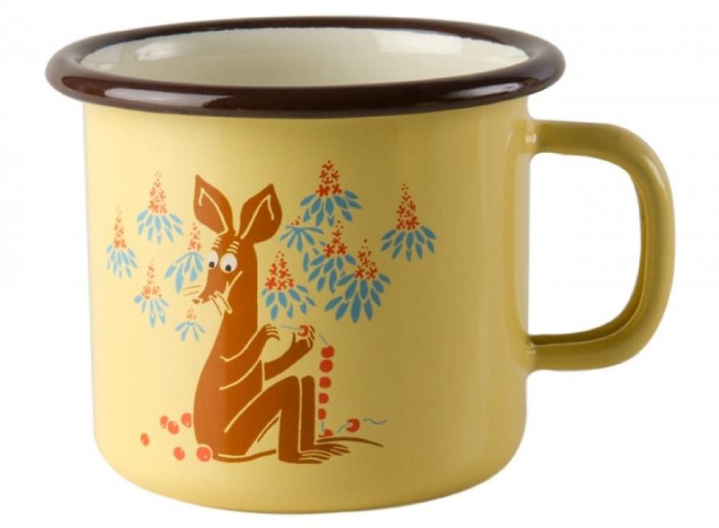 Finnish Moomin Moomin enamel mug 2.5 dl / Christmas gift / gift exchange (summer 2016 new retro yellow Kangaroo) - Mugs - Enamel Yellow