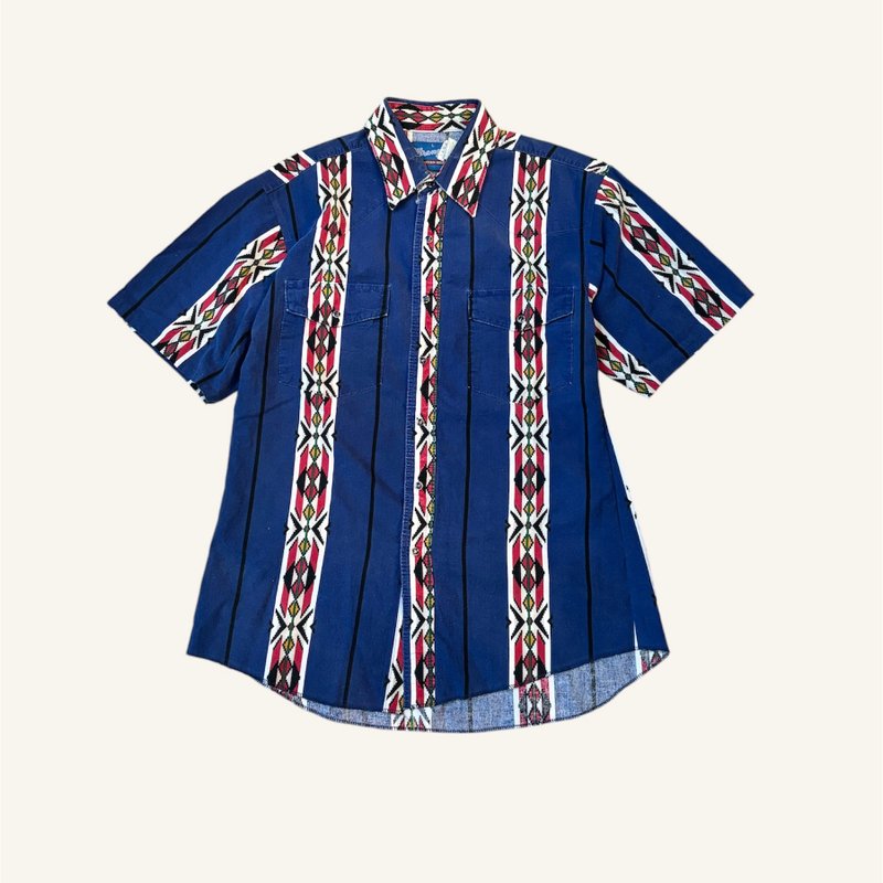 American vintage Wrangler blue brother totem western shirt - เสื้อเชิ้ตผู้ชาย - ผ้าฝ้าย/ผ้าลินิน หลากหลายสี