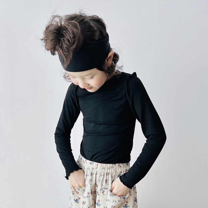 Black Modal Lace Sleeve Long Sleeve Top/Children's Clothing - Tops & T-Shirts - Other Materials Black