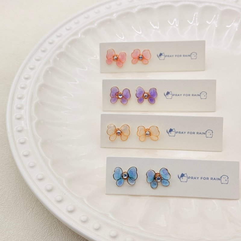 Butterfly Dance Earrings / Handmade Crystal Flower Jewelry - Earrings & Clip-ons - Resin 