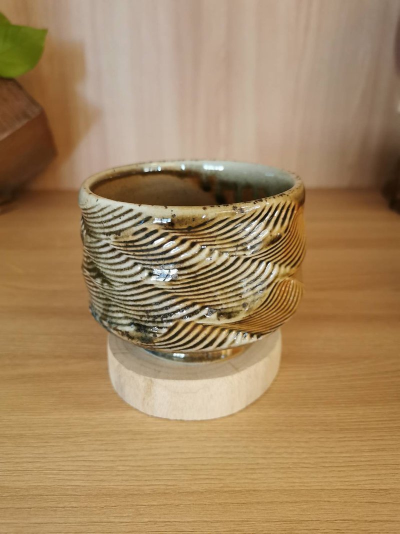 薪碗自然落下グレー形薪碗 - 急須・ティーカップ - 陶器 