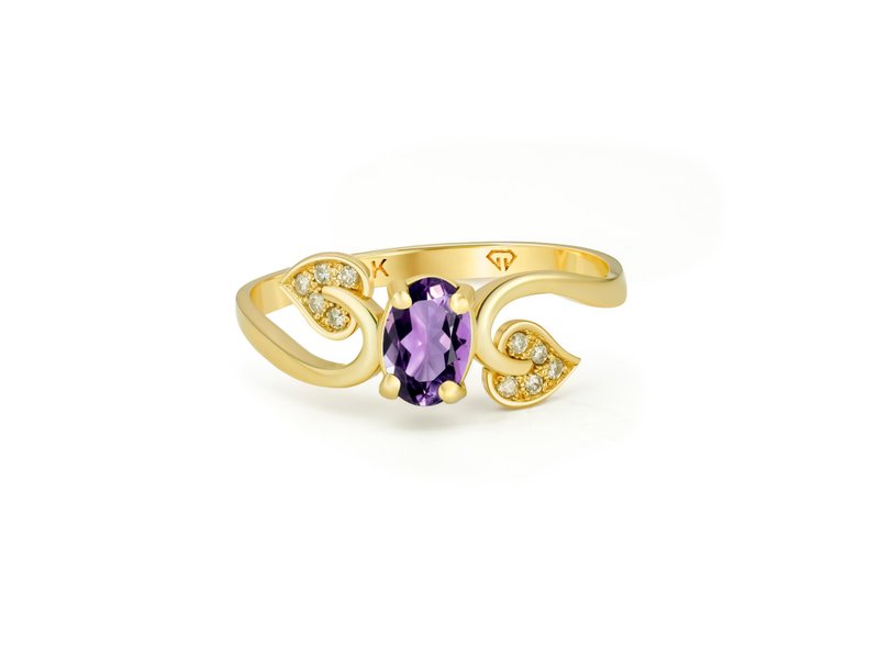 Amethyst 14k gold ring. - 戒指 - 貴金屬 金色