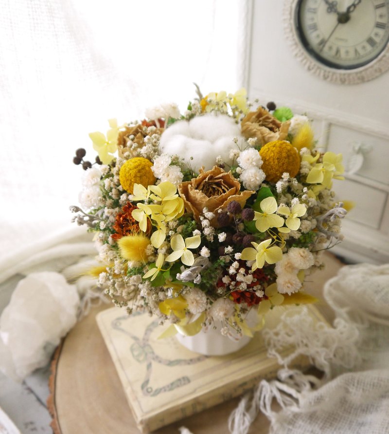 燦爛.陽光黃色系.情人.生日.乾燥花.永生花.不凋花.禮物 - 乾燥花/永生花 - 植物．花 黃色