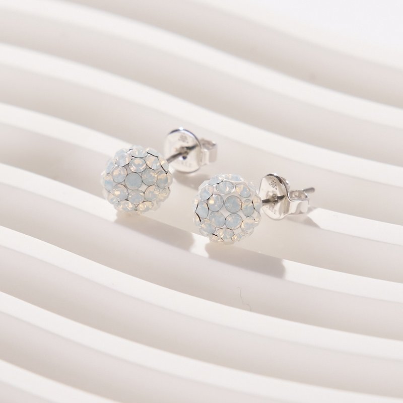 Crystal ball micro luxury crystal diamond earrings (temperament white) L/M/S - Earrings & Clip-ons - Crystal 