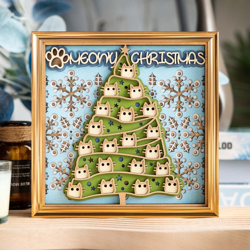 STEREOWOOD Christmas Cat Creative Desktop Decoration|Christmas Giftidea - Items for Display - Wood 