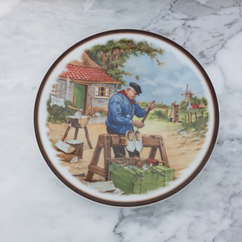 荷蘭復古風車木匠皇家陶瓷碟 - 擺飾/家飾品 - 陶 白色