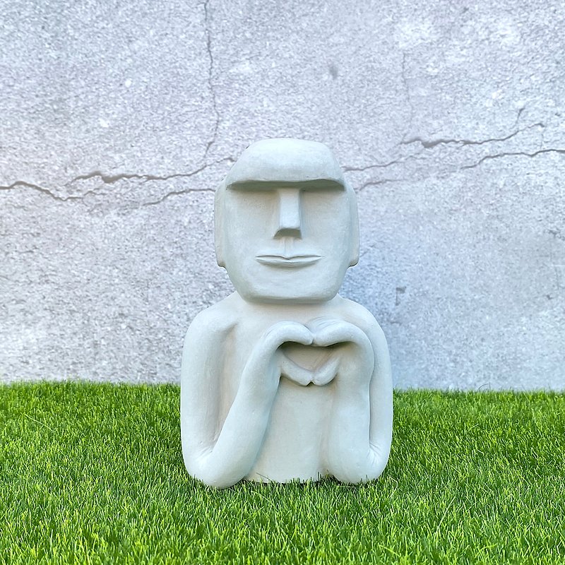 Cement Moai - Love Moai - ตุ๊กตา - ปูน สีเทา