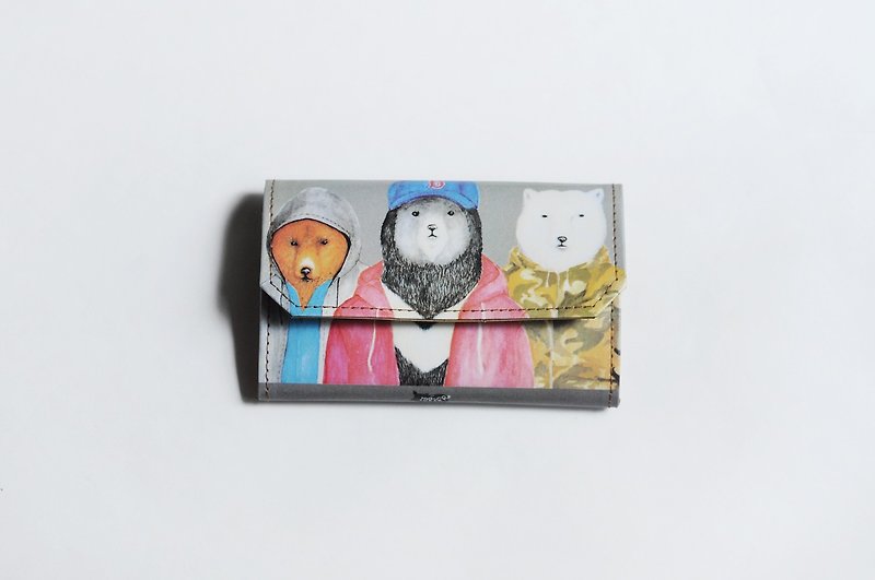Handmade Paper Purse - Bear friends - Coin Purses - Paper Gray