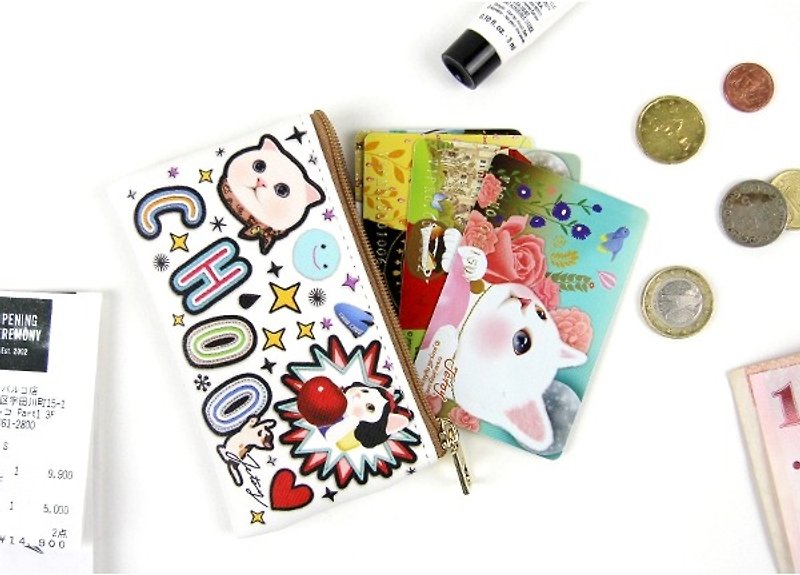 Jetoy , 甜蜜貓 卡片 零錢包_White patch J1605104 - 零錢包/小錢包 - 其他材質 多色
