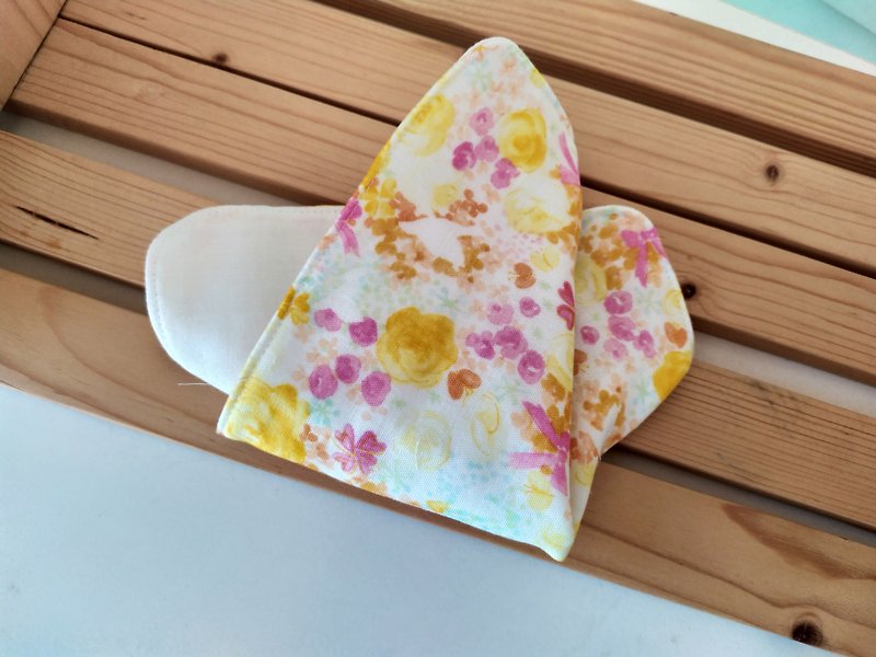 Yellow flower moon gift six-fold gauze small handkerchief small square towel wipe sweat towel saliva towel - Bibs - Cotton & Hemp Multicolor
