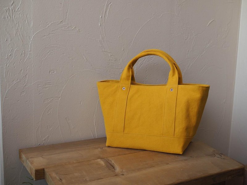 With lid only Tote M (Karashi) - Handbags & Totes - Cotton & Hemp Yellow