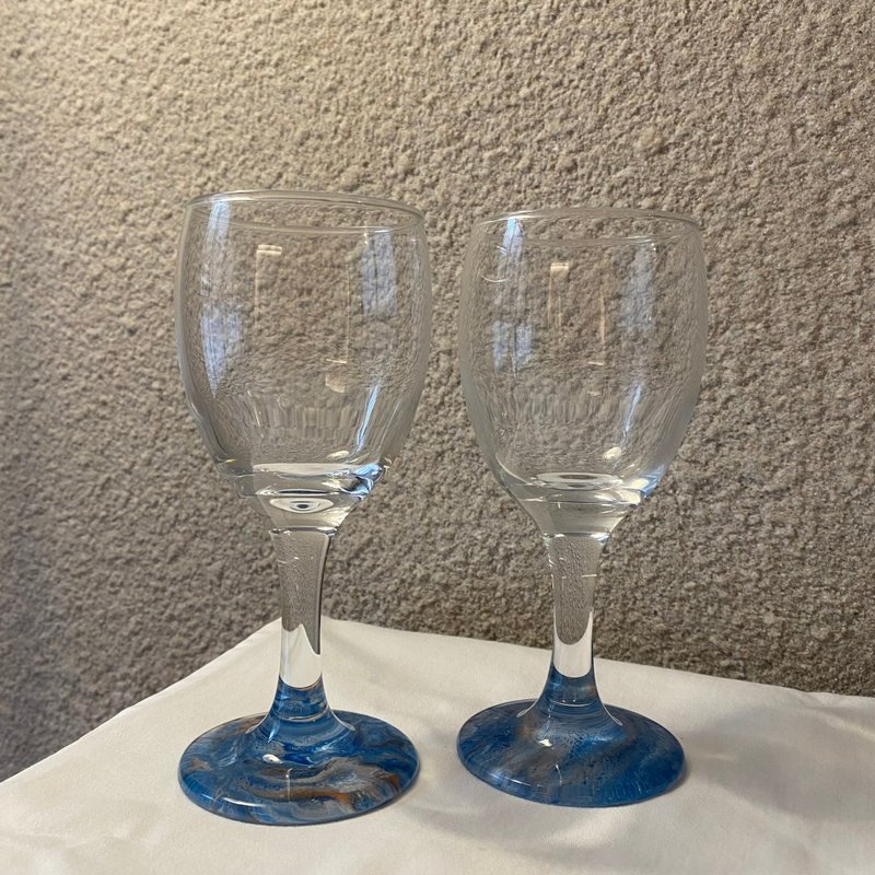 【 漩光之刻 | 海心藍 】手作葡萄酒杯 紅酒杯 2入 - 酒杯/酒器 - 玻璃 
