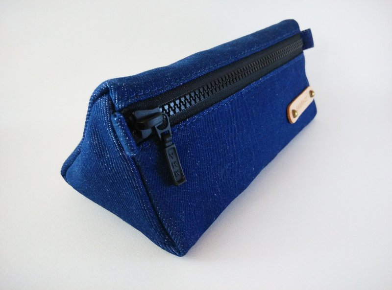 [Customized Gifts] Triangle Canvas Storage Bag/Stationery Bag/Blue-Free Brand Name - Toiletry Bags & Pouches - Other Materials Blue