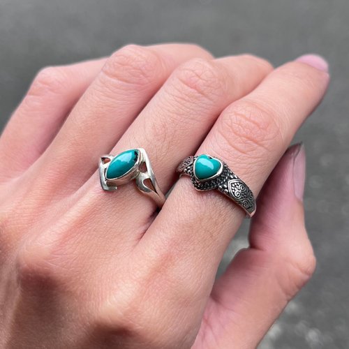 Xiyingyaoシルバー925 ターコイズ石ライブリングエスニック