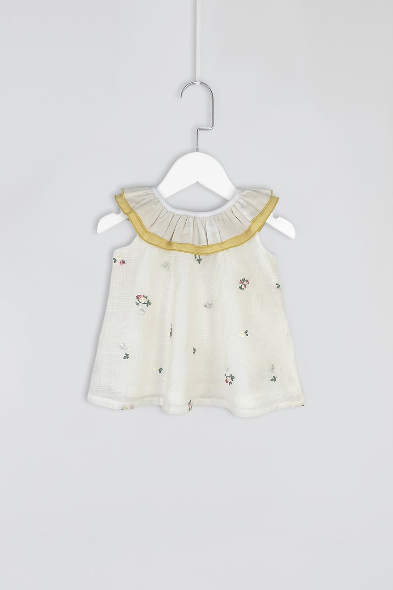 Small fold collar top/dress-Strawberry Blossom - เสื้อยืด - ผ้าฝ้าย/ผ้าลินิน 