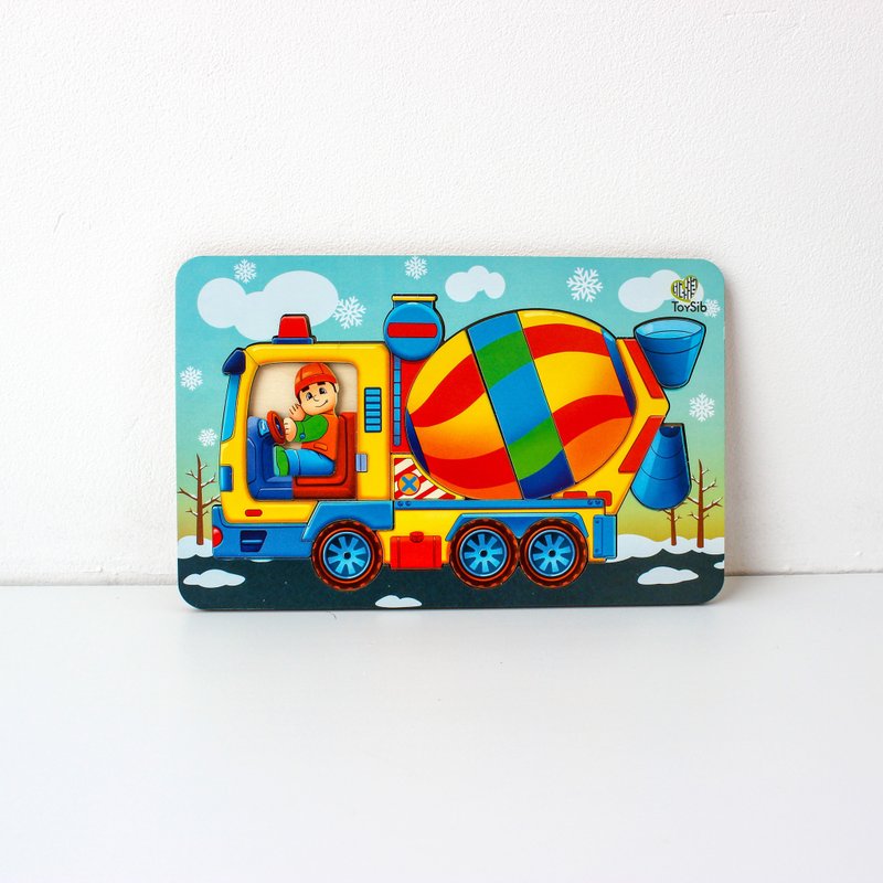 Wooden Puzzle - concrete mixer, Toddler Toys Age 3 4 5 year, Wood Montessori - 寶寶/兒童玩具/玩偶 - 木頭 綠色